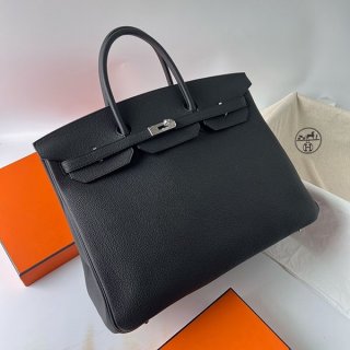 Replica Hermes Birkin 40 Togo Black Silver Hardware erf78564