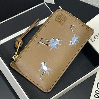 Lovely Loewe Faux Satin Calf Lemur Coin Card Holder Wallet lop29095