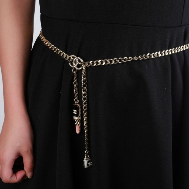 Very popular!! New color Chanel belt copy CC logo lipstick chain AB7672B07448NG611