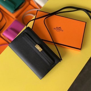 Sold out Hermes Epson Replica Kelly To Go Wallet Black eri08797