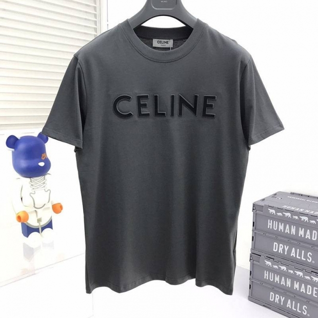 Battle for Celine Replica Loose T-Shirt Cotton Grey Cey81651