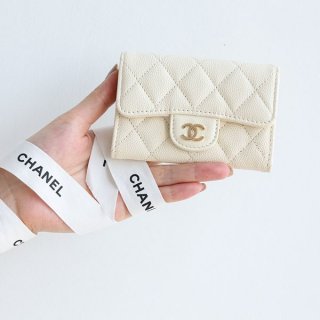 Only one left! Chanel Gold Coco Mark Logo Replica Card Case shs68135
