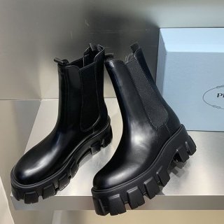 Prada Monolith Ankle Boots Replica Brushed Leather pug11028
