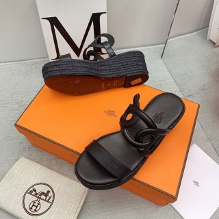 Hermes popular platform espadrilles ITHEA 30 fake all black H241230Z 02380