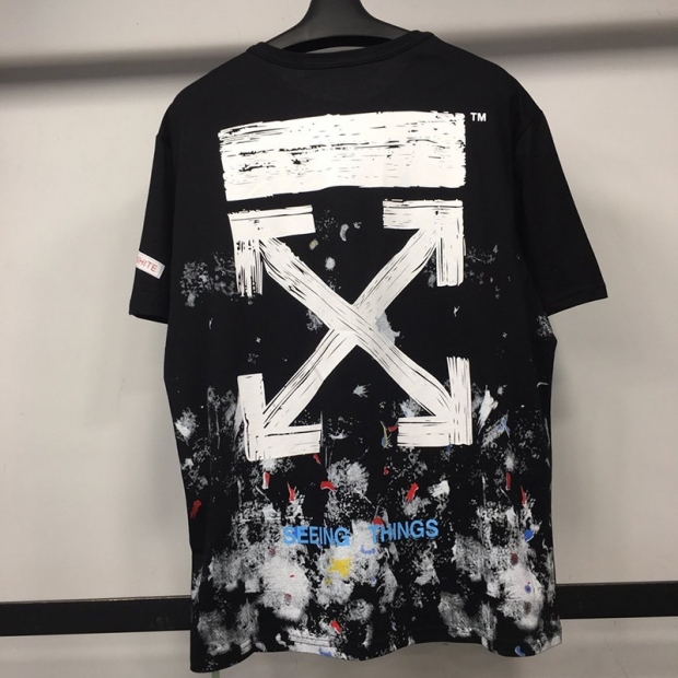Cute OFF WHITE T-shirt, fake, spray, Caravaggio, slim fit, ofj81650