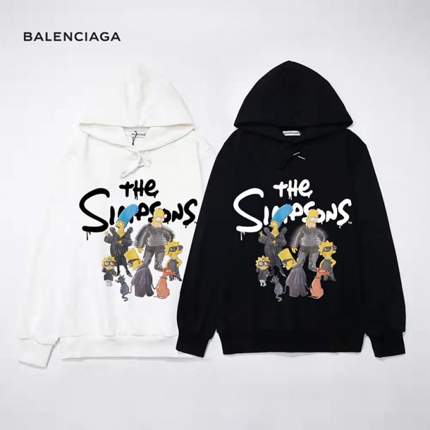 Best Price Balenciaga Hoodie Replica The Simpsons Wide Black/White 674986TLVG81000