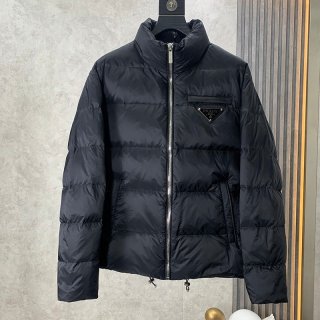 Free shipping Prada down jacket replica black men's nylon puj03445