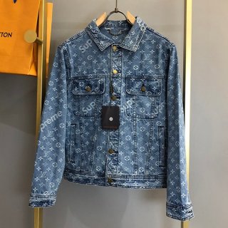 Sure to sell out! Supreme Louis Vuitton denim jacket copy monogram 1A3F9JHDAWALL65250