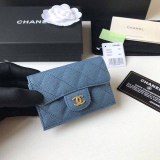 21AW new work new color ☆ Rare Chanel folding wallet copy caviar skin shx85326