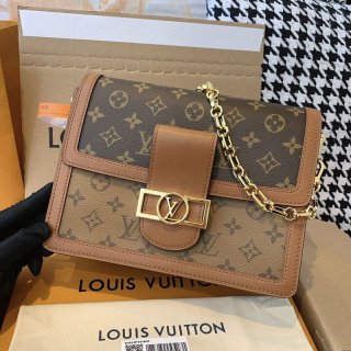 Why is Louis Vuitton so cheap? Louis Vuitton Dauphine fake MM/MINI Monogram shoulder bag M45958