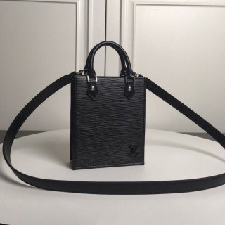 No customs duties Louis Vuitton Petite Sac Plat Replica Epi Noir Shoulder Bag M69441