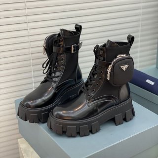 New sale Prada Monolith replica leather x nylon combat boots pul98370