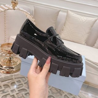 ★Popular in Japan! Prada Monolith Replica Leather Pointed Toe Loafers pul00656