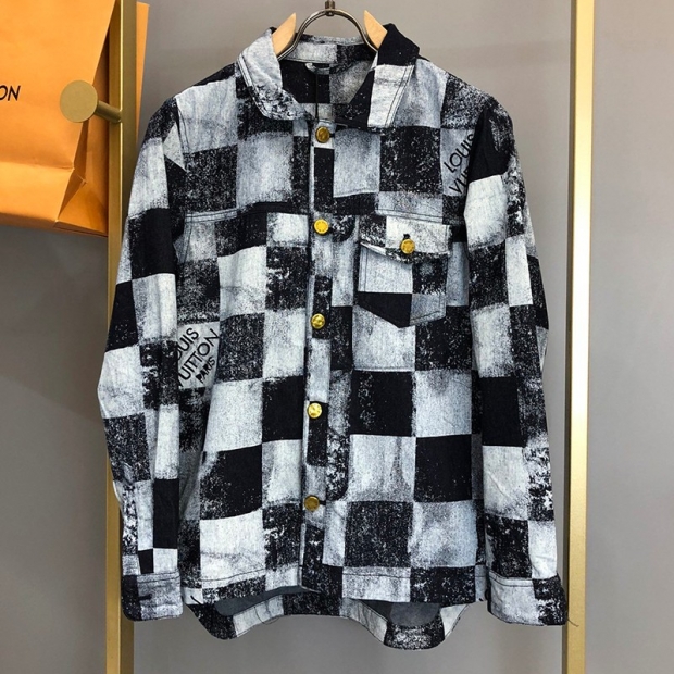 New Spring Louis Vuitton Jacket Replica Damier Denim Trucker Jacket vua12833
