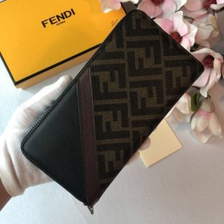Very popular Fendi wallet replica customized FF fabric card logo zip wallet peekaboo feh61866
