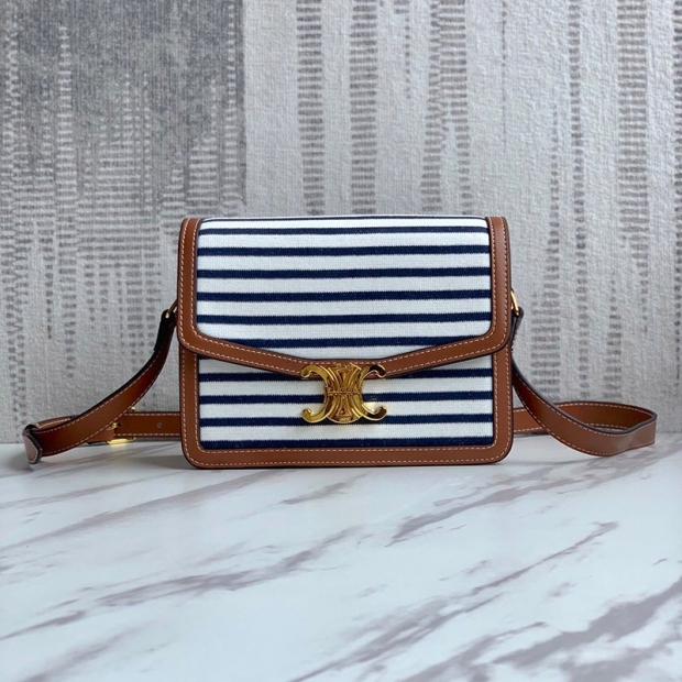 21SS New Celine Shoulder Bag Replica Medium Triomphe Bag Stripe 191242DKU07AT