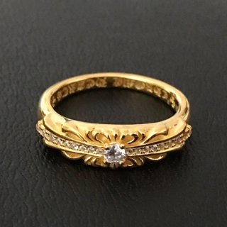 Very popular Chrome Hearts Floral 22k Gold Diamond Gold Ring Replica Kui61904