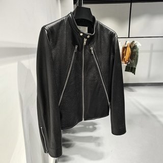 MM6 Maison Margiela Replica Hanoji Leather Jacket with Zipper Mar41806