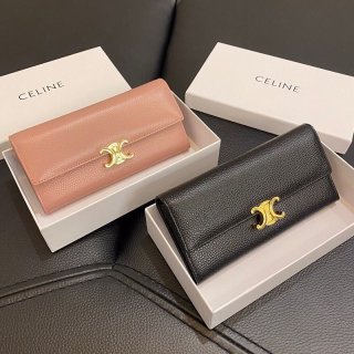 Sold out Celine Replica Large Triomphe Flap Wallet Lambskin Long Wallet Ceq81746