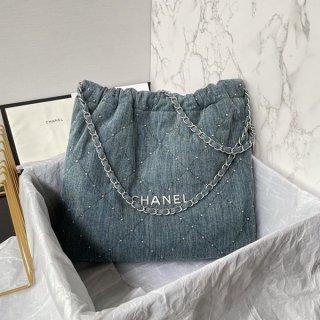 Perfect gift? Chanel 22 mini bag parody denim 2way shk31182