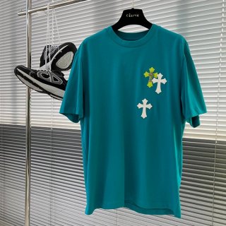 Hard to find Chrome Hearts Cemetery Cross replica logo T-shirt Kur64131