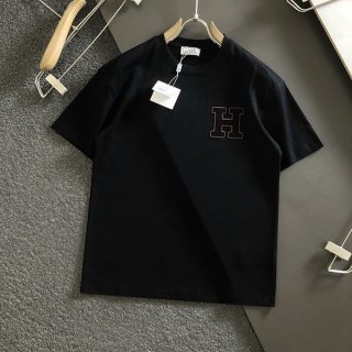 Rare Hermes Replica Short Sleeve T-Shirt H Embroidery Cotton eri25864