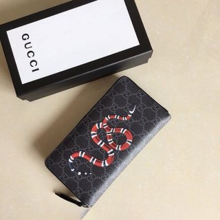 Gucci snake print replica round zipper long wallet gg210820040