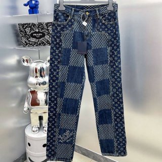 Hard to find Louis Vuitton Damier WAVES Grade N Monogram Denim Pants vuh93109