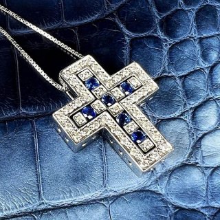 Free shipping Damiani Belle Epoque necklace replica cross necklace blue sapphire dav44587