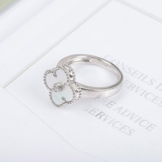 Van Cleef & Arpels Replica Vintage Alhambra Shell Diamond Ring van43335