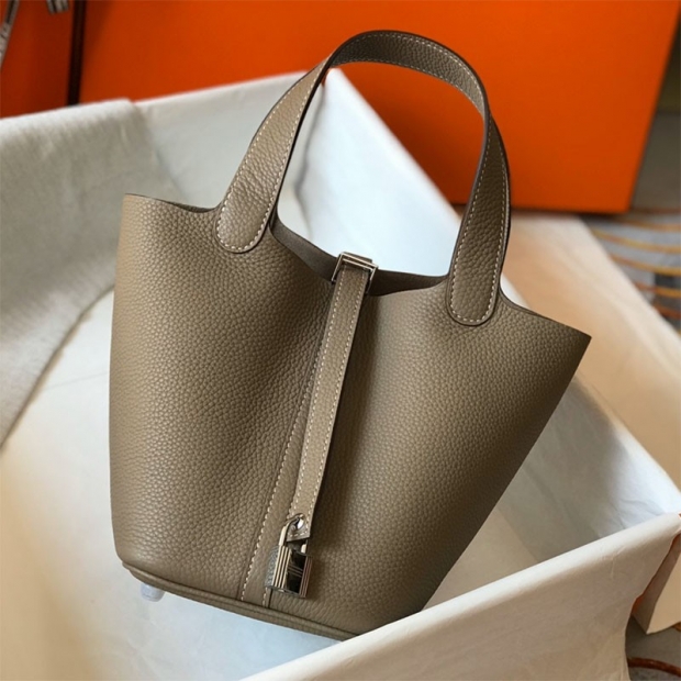 Very popular!! New color Hermes Picotin Lock Clemence replica silver hardware he26047
