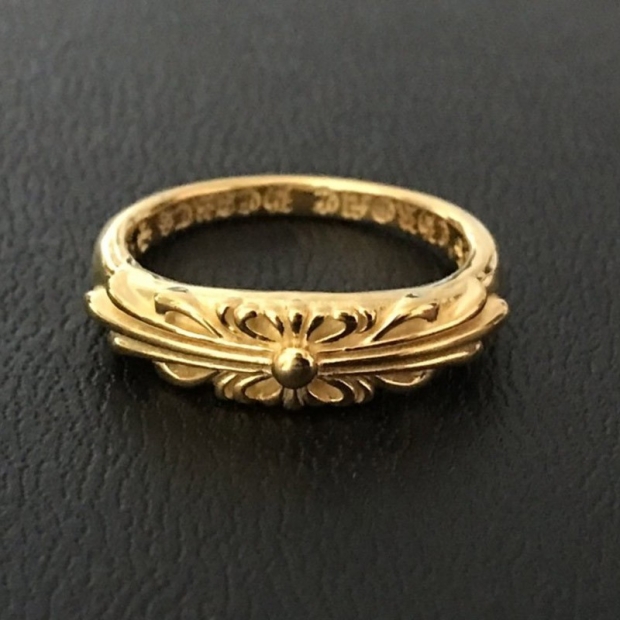 Classic Chrome Hearts Floral 22kGold Diamond Gold Ring Fake Copy Kue61439