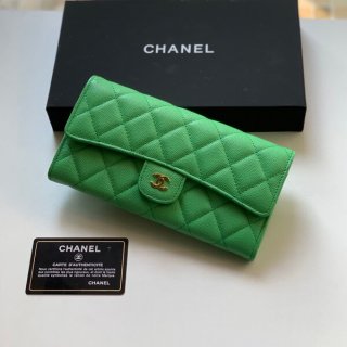 Rare limited edition bi-fold flap long wallet, caviar, limited edition color, gold hardware cc2108273