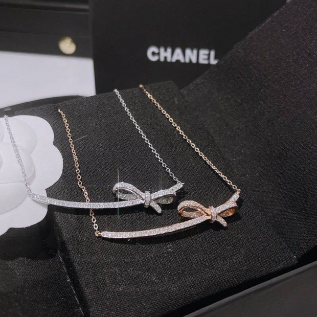 Hard to find Chanel bow necklace replica in 2 colors shn43997