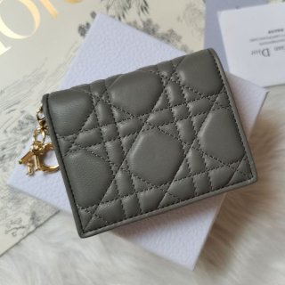 Secured Lady Dior Replica Bi-fold Mini Wallet Lamski del85197