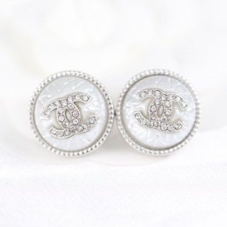 Popular Chanel Metal Gold Crystal CC Logo Earrings Fake shh54835