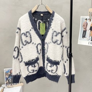 Gucci Reversible GG Mohair Blend Cardigan Grey Replica 635160