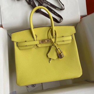 Immediate delivery Hermes Birkin 25 replica Jaunes Naples Togo handbag with gold hardware ere66895