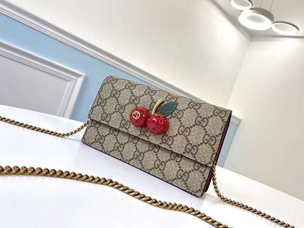 Gucci Cherry GG Supreme Canvas Mini Bag Replica 481291 K9GXT 8694
