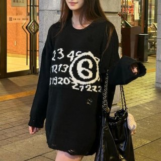 Hard to find Maison Margiela mM6 number motif wool sweater Mal86523
