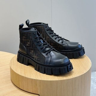 24 Autumn/Winter Pre-sale ☆ Popular Fendi Force Biker Boots Replica FF Motif fey78363