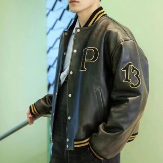 Recommended Prada patched leather bomber jacket replica pua66778