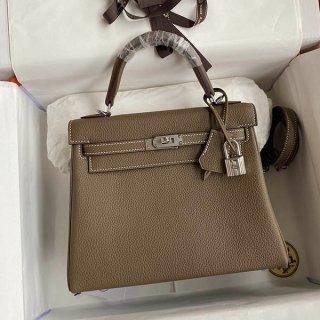 Free shipping Hermes fake Kelly 25cm inner stitching touch silver hardware erz48768