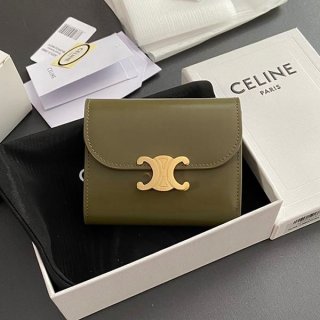Celine Small Wallet Triomphe Wallet Olive Fake Ces88269 Used by Many Celebrities