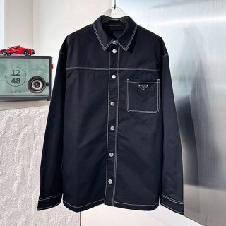Most popular PRADA cotton shirt with logo fake pua49999