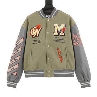 ☆Super popular☆Off-white fake men's grey x Ac Milan bomber jacket oft02219