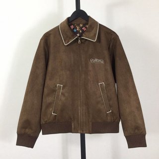 Limited quantity! Louis Vuitton leather jacket replica brown vup19101