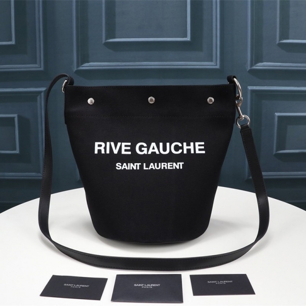 Domestic Saint Laurent Shoulder Bag Replica Rive Gauche Linen Bucket Bag 669299FAAAZ924