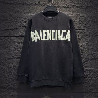 New Balenciaga Tape Type Replica Logo Cotton Long Sleeve Sweatshirt baw50435