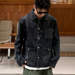 Secured Loewe Anagram Work wear logo denim jacket replica lom50016